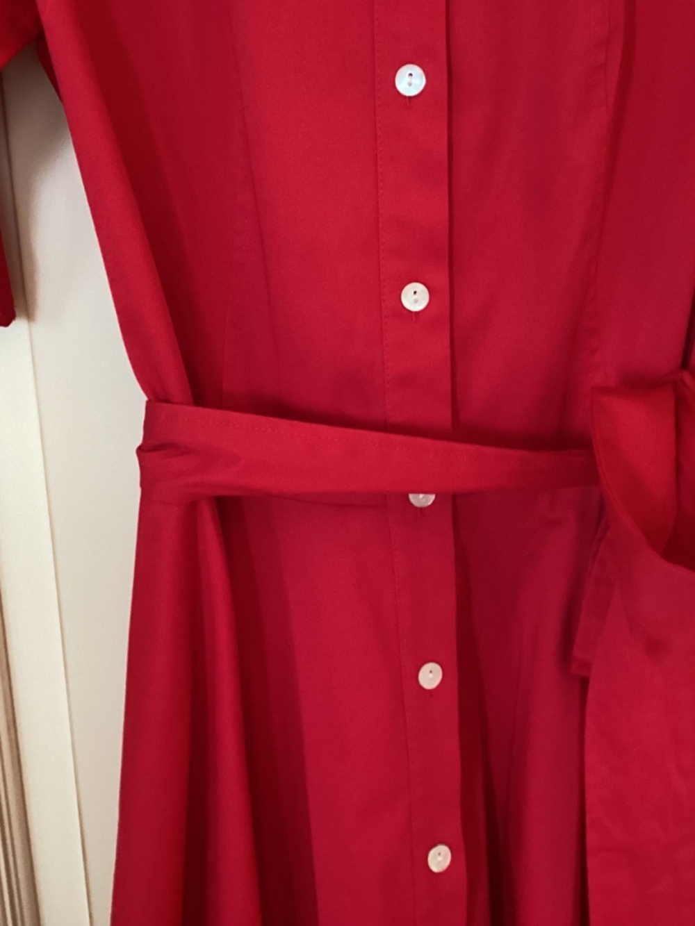 NWOT-BADGLEY MISCHKA - SHIRTWAIST RED COTTON DRESS - SIZE - 8 - Picture 11 of 14